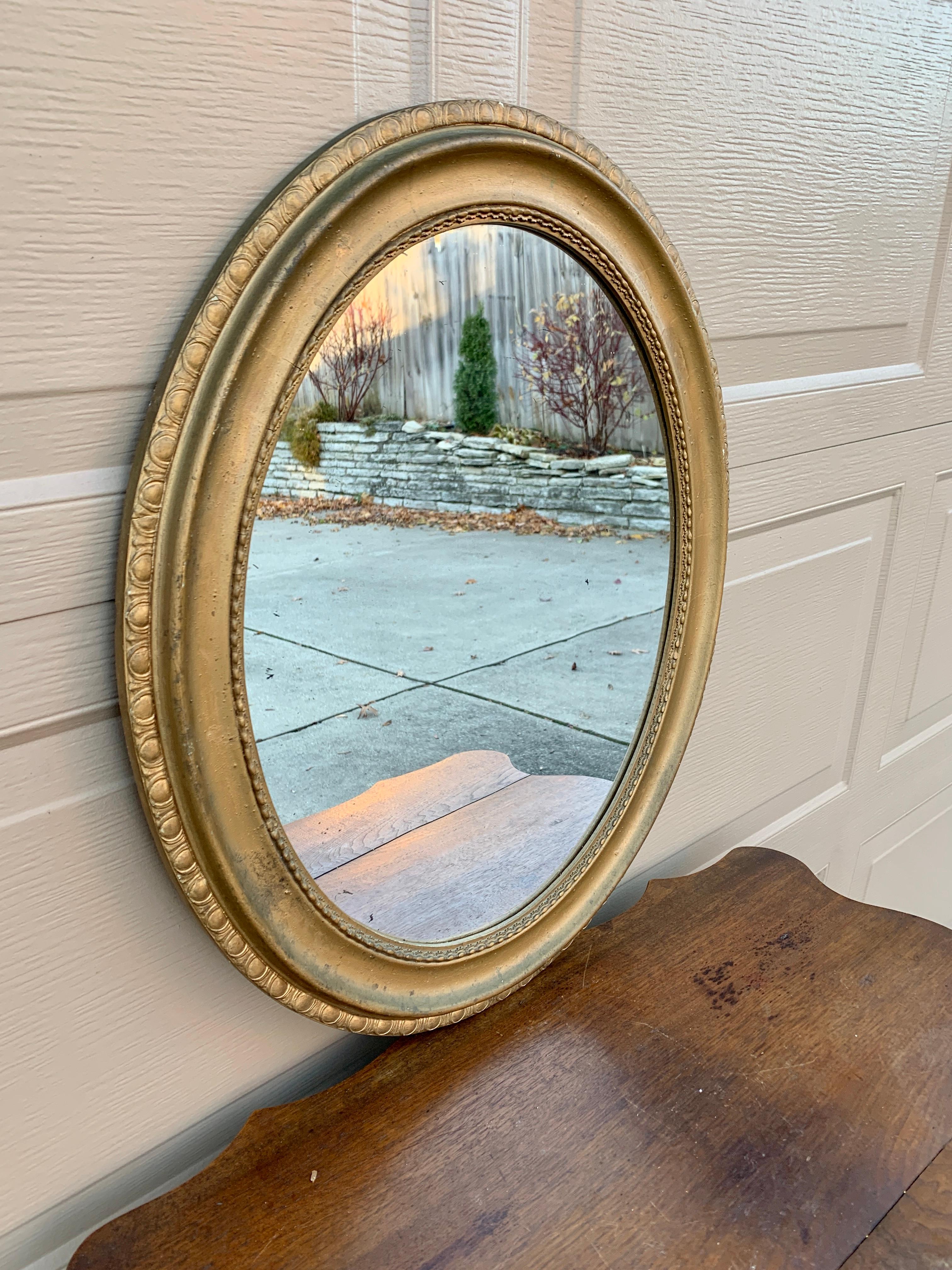 Regency Antique Italian Giltwood Oval Mirror, Early 20th Century For Sale