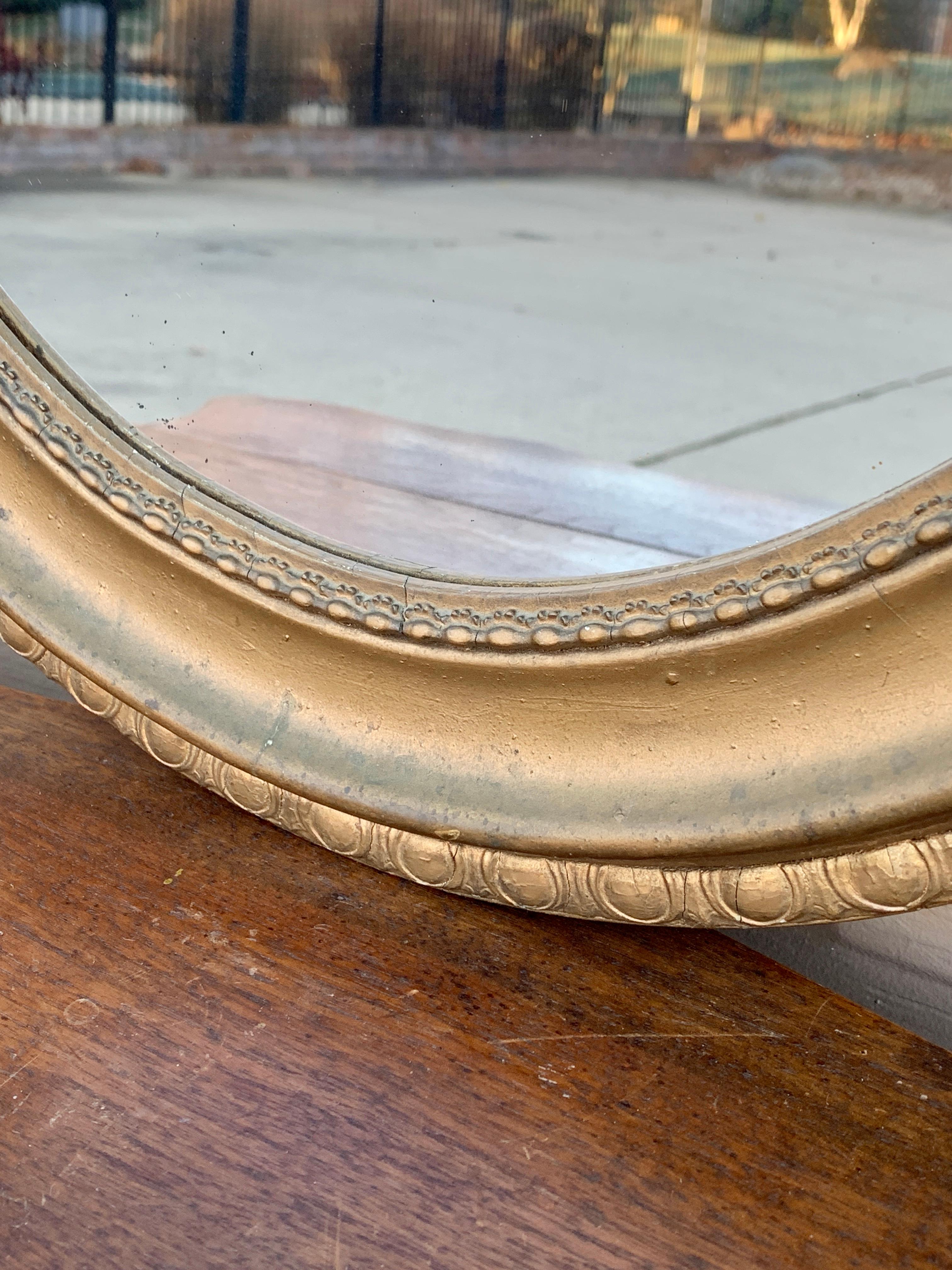Antique Italian Giltwood Oval Mirror, Early 20th Century For Sale 2
