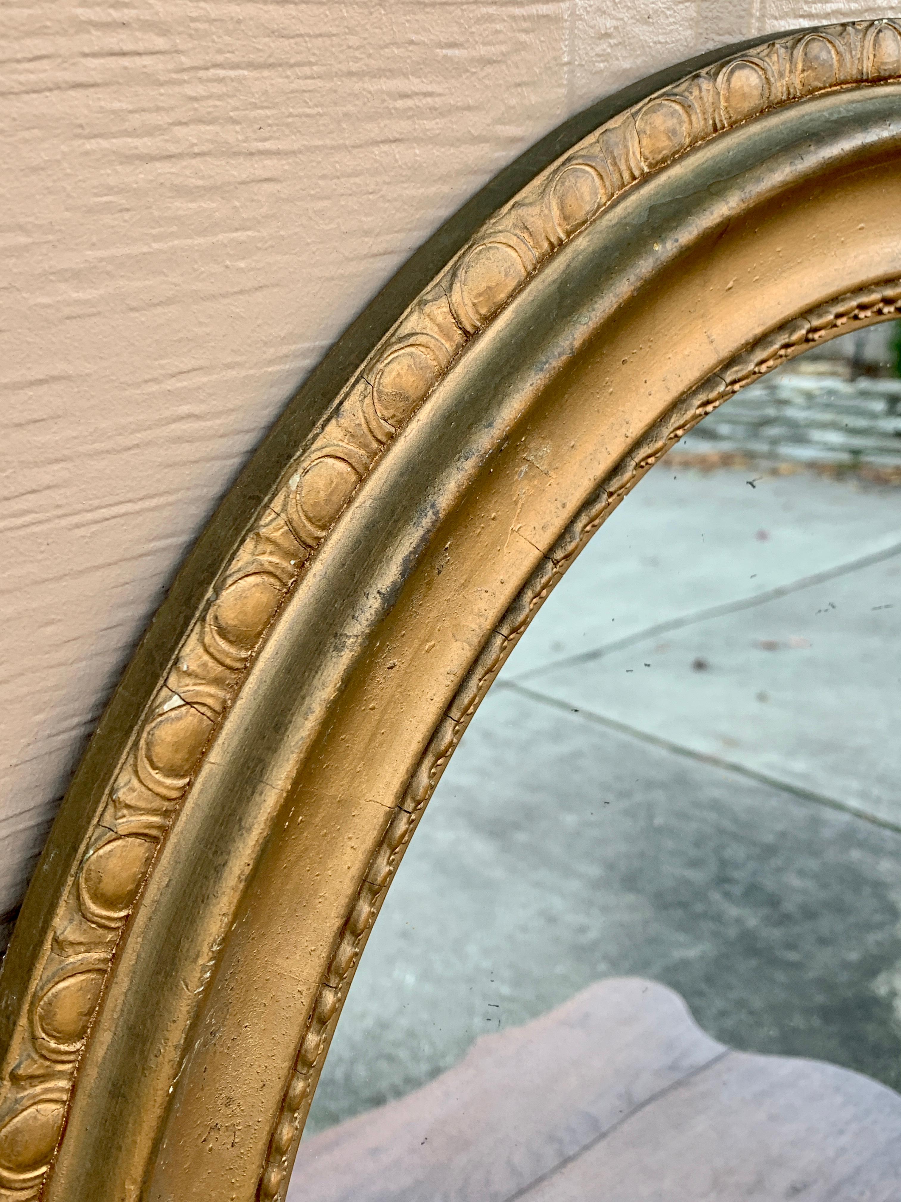 Antique Italian Giltwood Oval Mirror, Early 20th Century For Sale 5