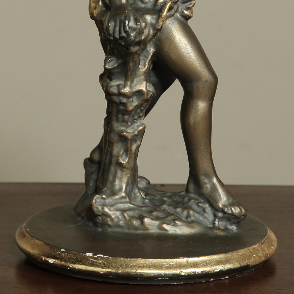 Antique Italian Giltwood Pedestal with Carved Cherub & Marble Top For Sale 8