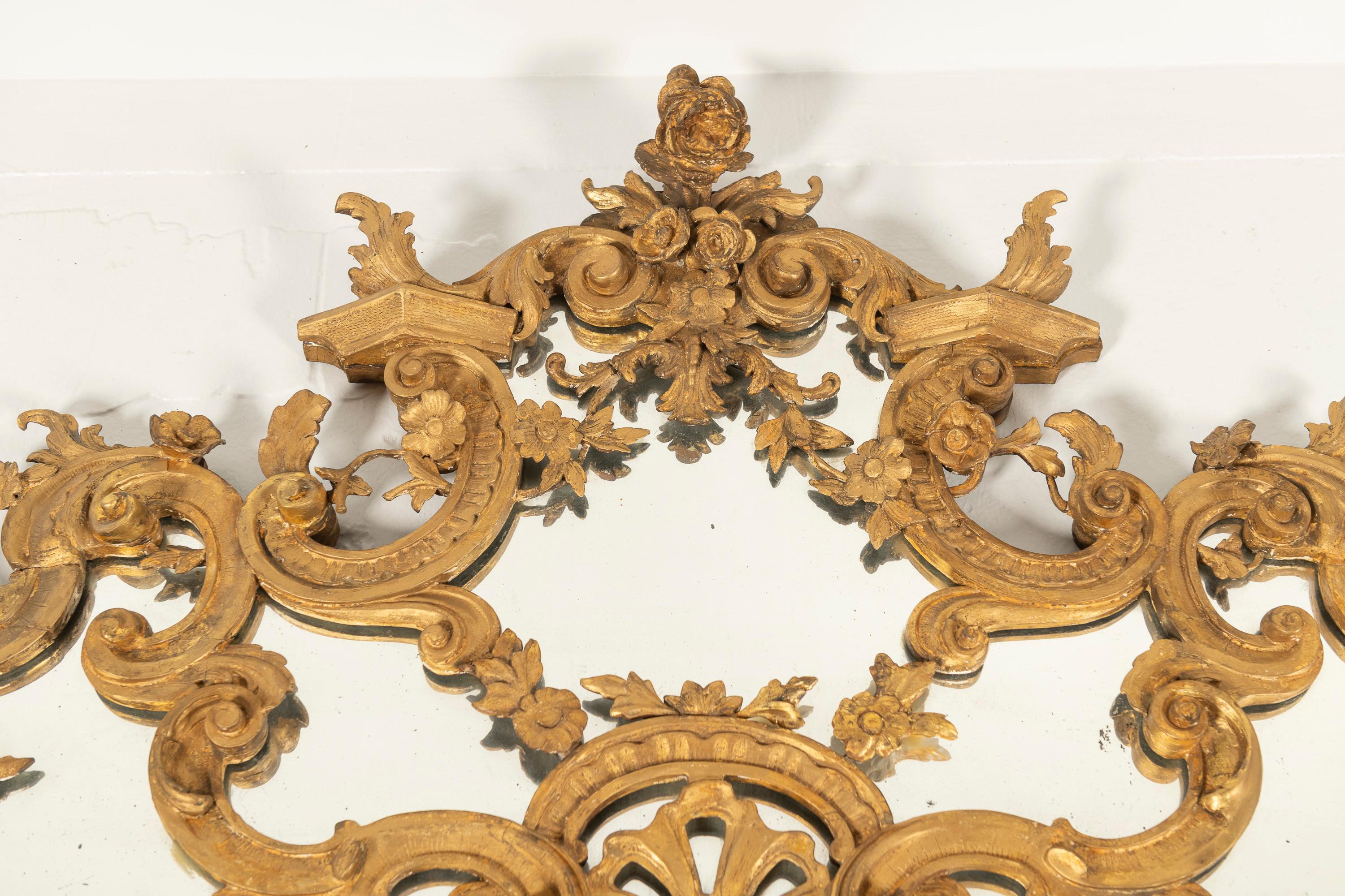 Antique Italian Giltwood Rectangular Mirror,  Late 18th Century For Sale 2