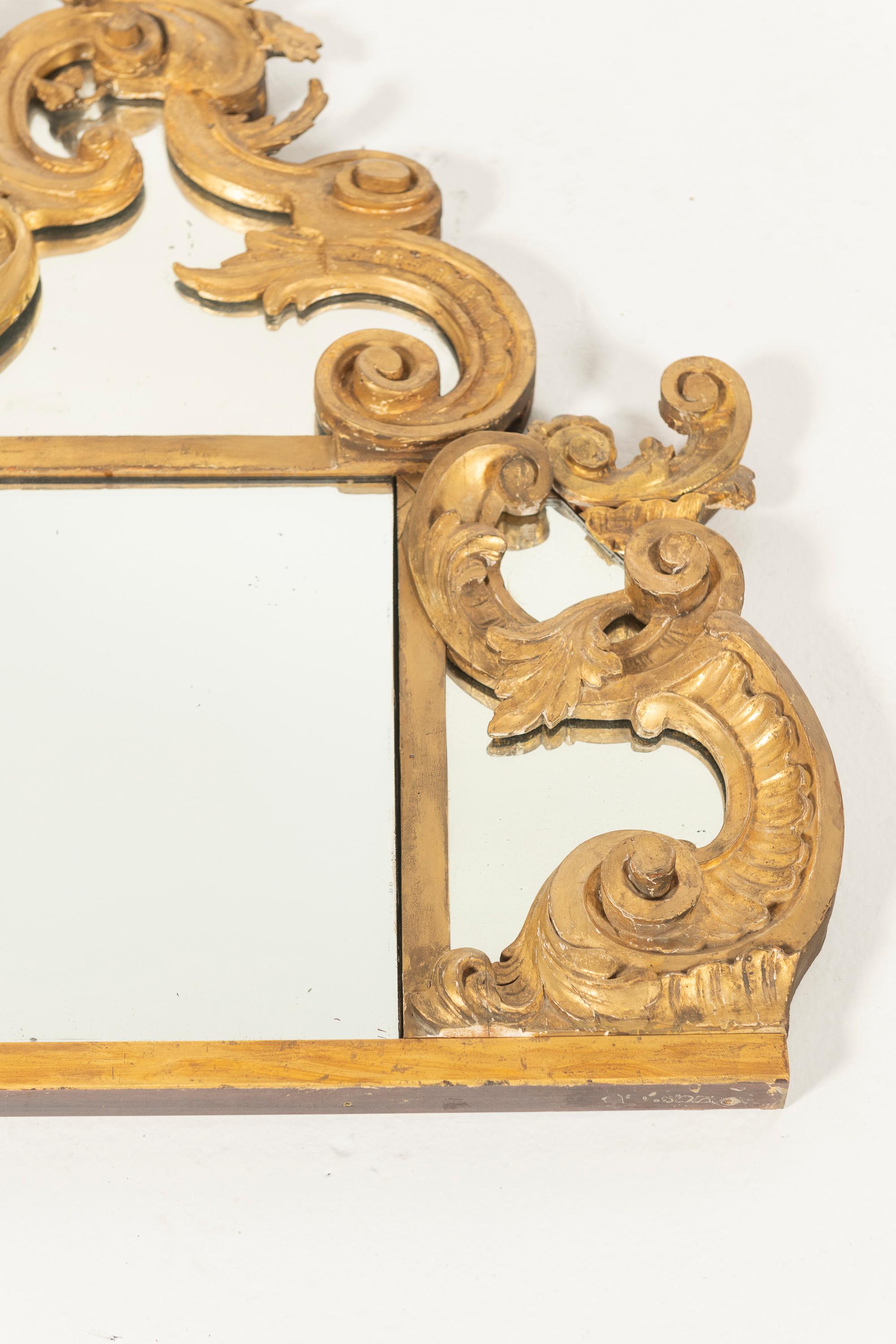 Antique Italian Giltwood Rectangular Mirror,  Late 18th Century For Sale 4