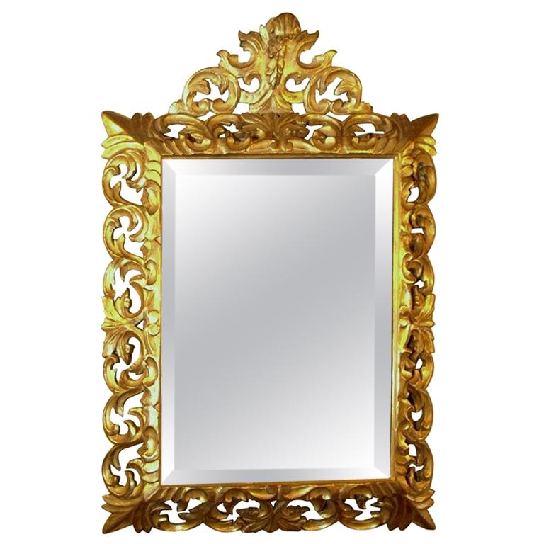 Antique Italian Giltwood Rococo Mirror For Sale