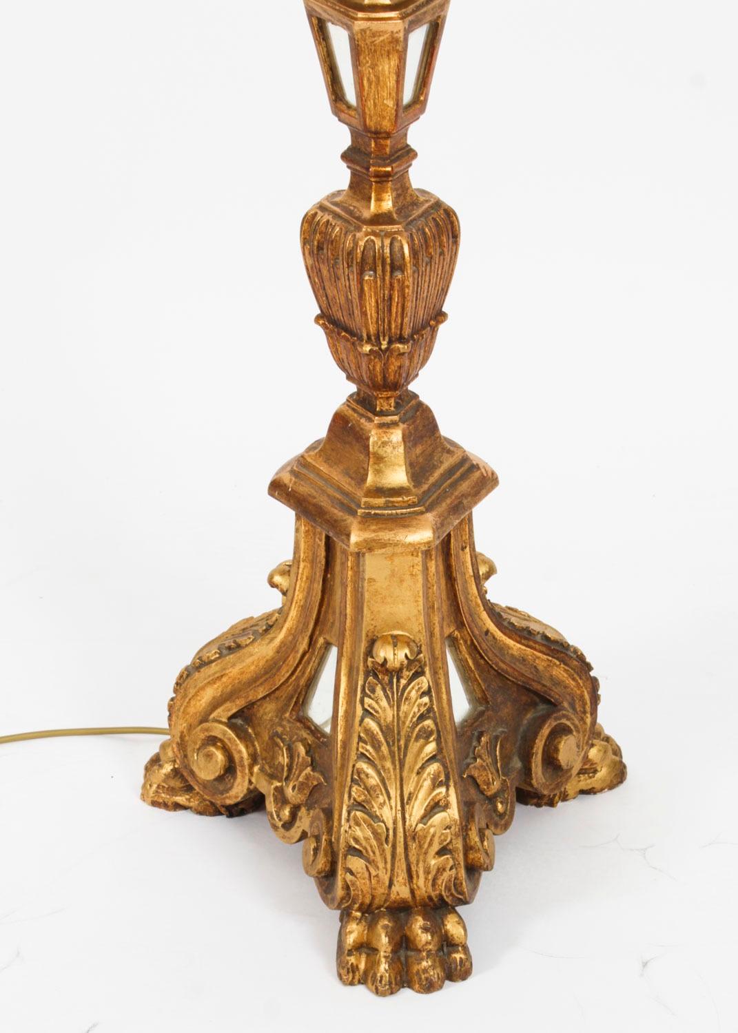 Antique Italian Giltwood Torhchere Standard Lamp Early 19th Century For Sale 5