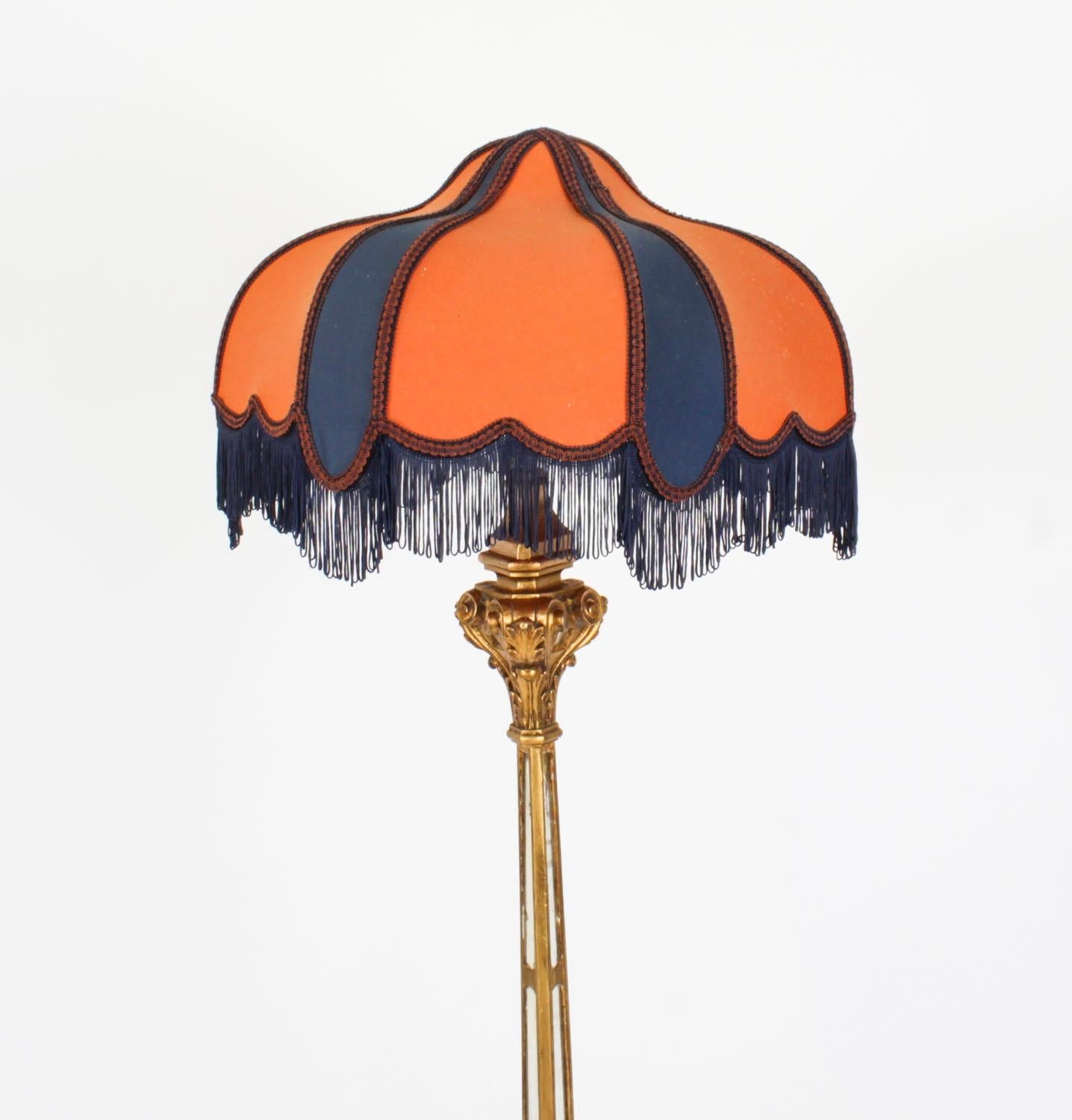 Antique Italian Giltwood Torhchere Standard Lamp Early 19th Century For Sale 6