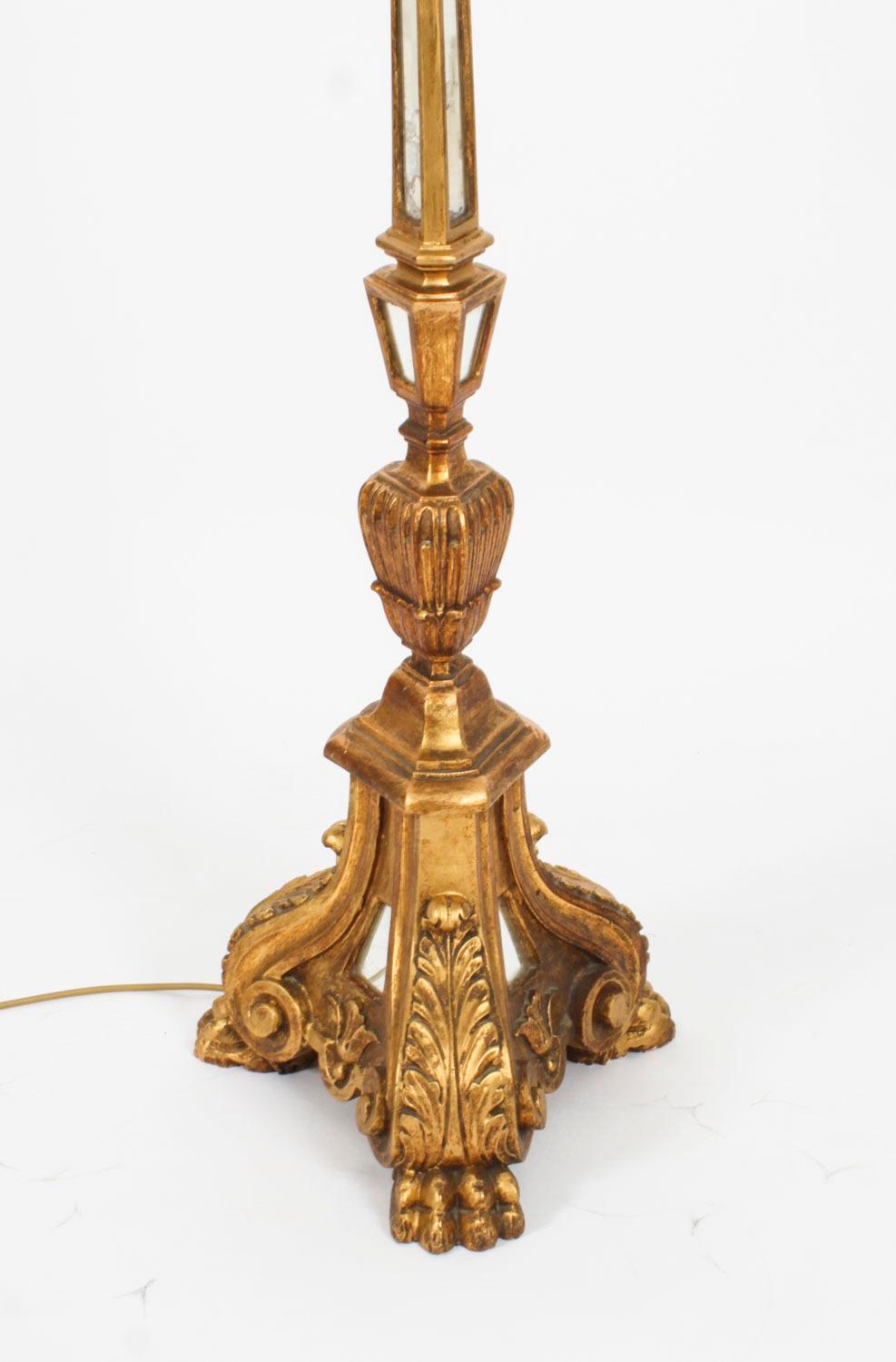 Antique Italian Giltwood Torhchere Standard Lamp Early 19th Century For Sale 7