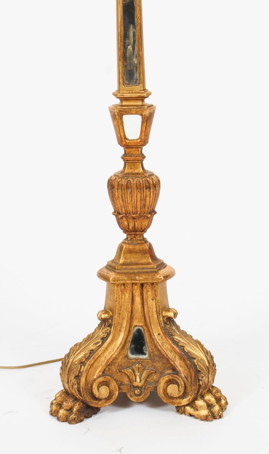 Antique Italian Giltwood Torhchere Standard Lamp Early 19th Century For Sale 8