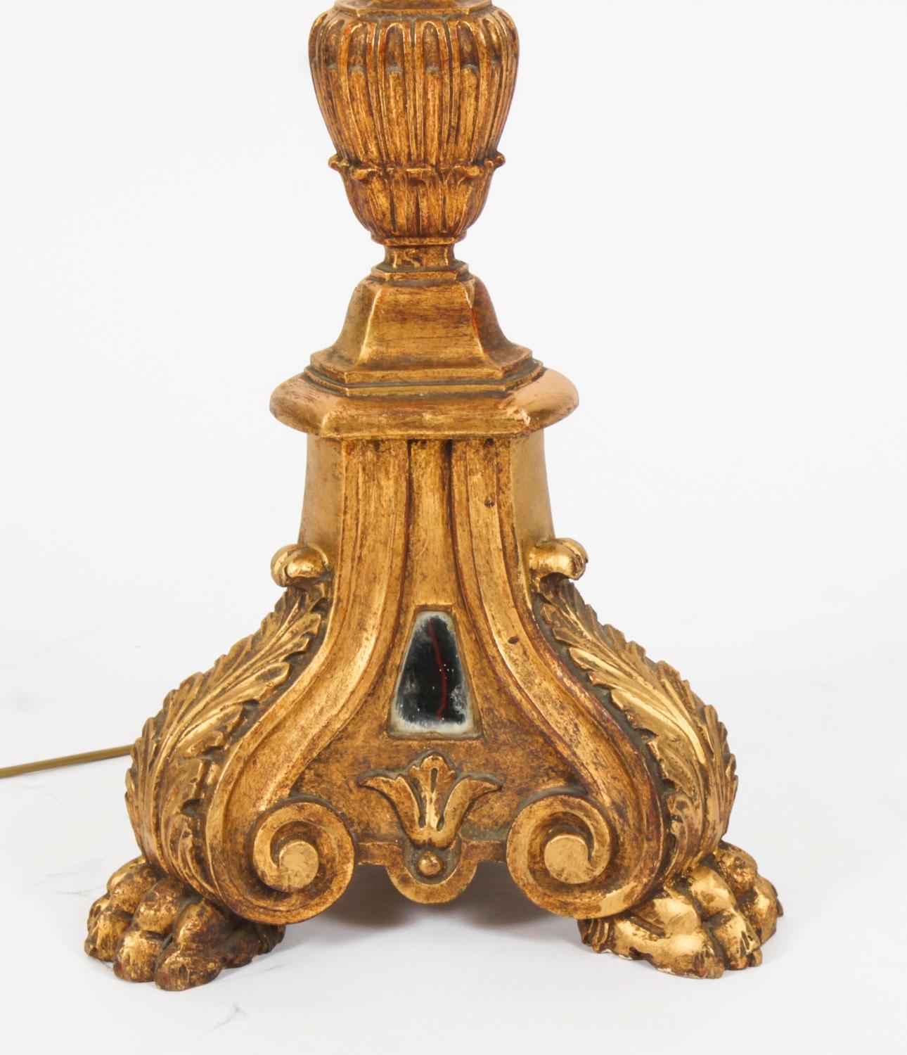 Antique Italian Giltwood Torhchere Standard Lamp Early 19th Century For Sale 9