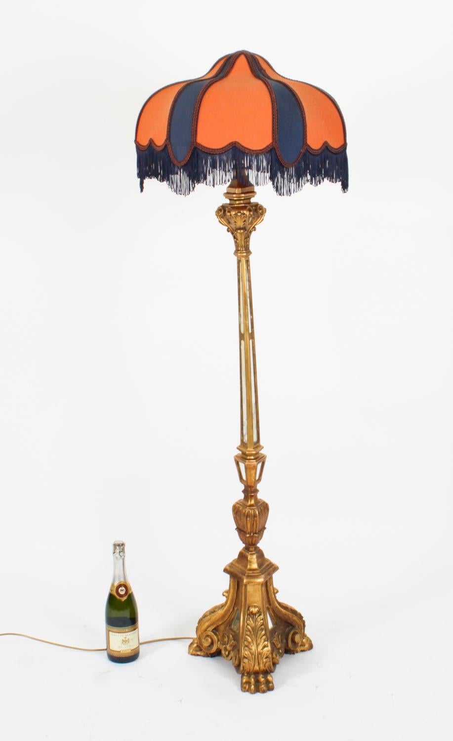 Antique Italian Giltwood Torhchere Standard Lamp Early 19th Century For Sale 10