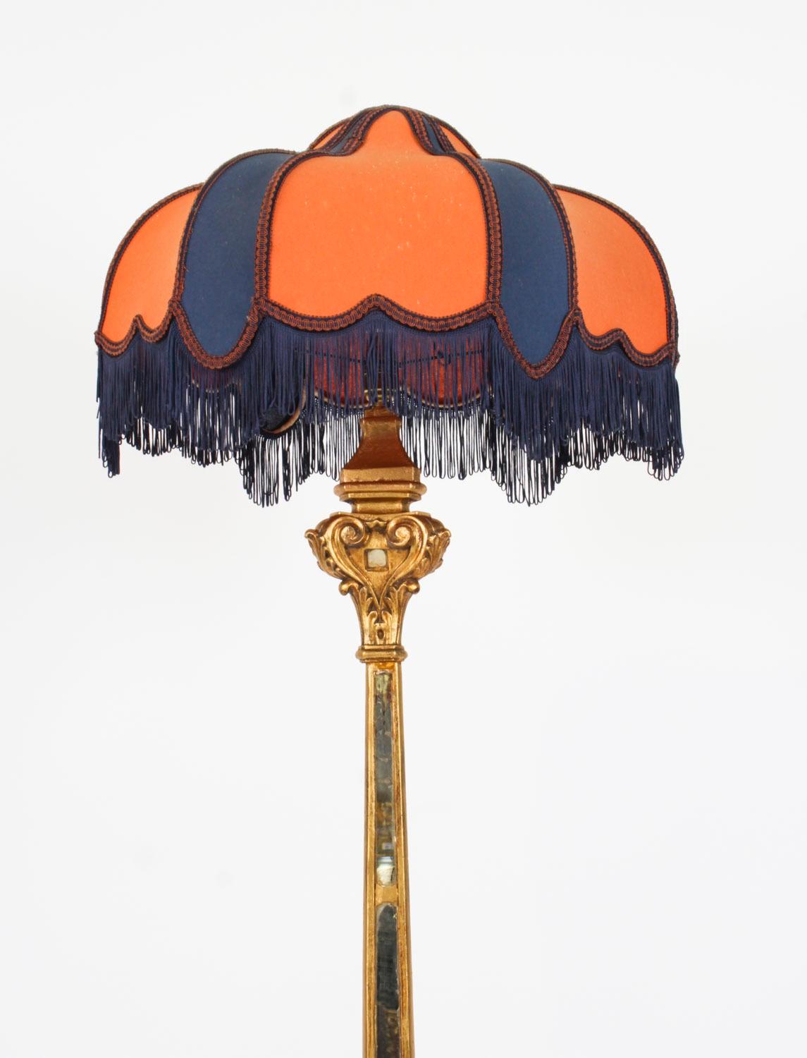 Antique Italian Giltwood Torhchere Standard Lamp Early 19th Century In Good Condition For Sale In London, GB