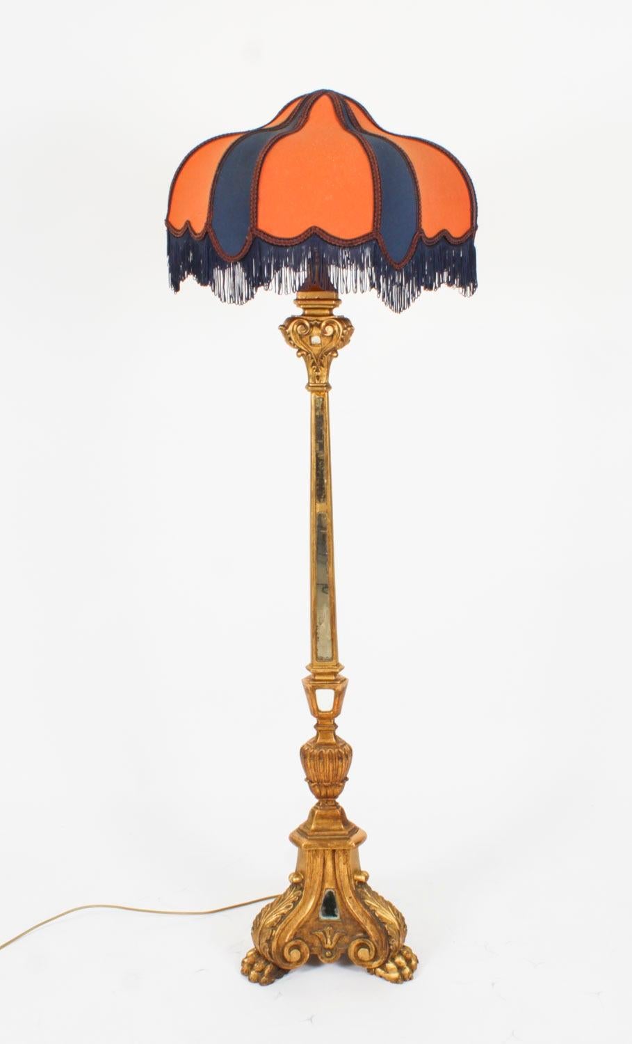 Antique Italian Giltwood Torhchere Standard Lamp Early 19th Century For Sale 3