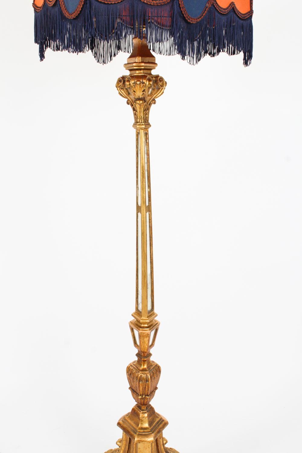 Antique Italian Giltwood Torhchere Standard Lamp Early 19th Century For Sale 4