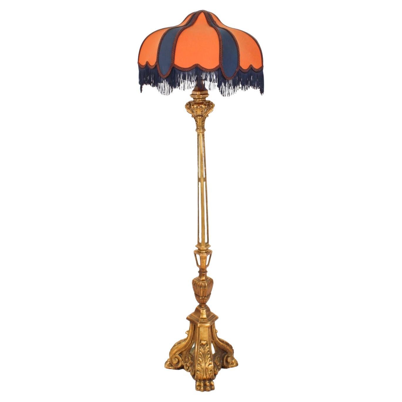 Antique Italian Giltwood Torhchere Standard Lamp Early 19th Century For Sale