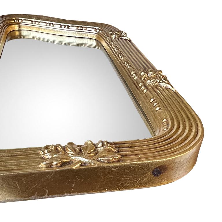 Antique Italian Giltwood Tri-Fold Mirror with Ribbon Crest Hollywood Regency For Sale 2