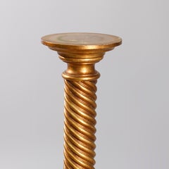 Antique Italian Giltwood Twisted Rope Sculpture Display Pedestal, circa 1920