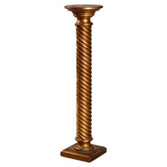 Antique Italian Giltwood Twisted Rope Sculpture Display Pedestal, circa 1920