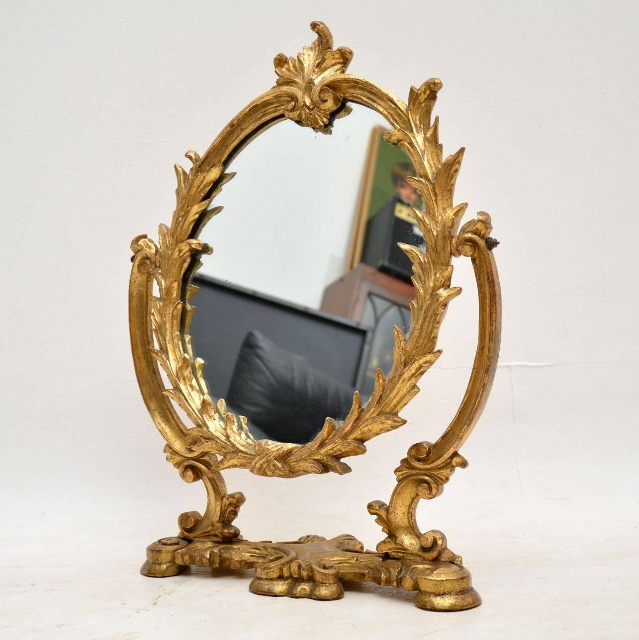 Antique Italian Giltwood Vanity Mirror In Excellent Condition In London, GB