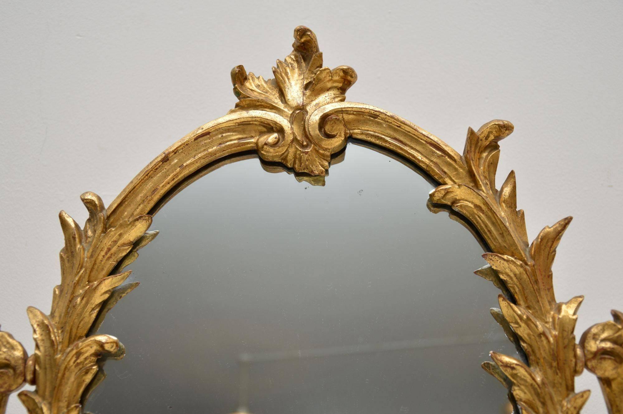 Early 20th Century Antique Italian Giltwood Vanity Mirror