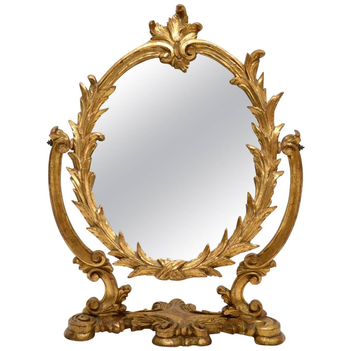 Antique Italian Giltwood Vanity Mirror