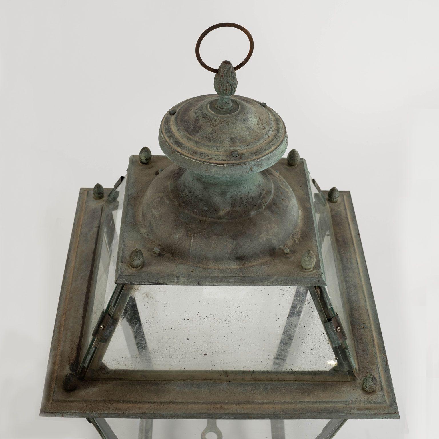 Early 20th Century Antique Italian Glass Paneled Lantern For Sale