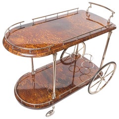 Antique Italian Goat Skin Bar Cart