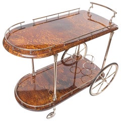 Antique Italian Goat Skin Bar Cart