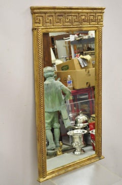 Antique Italian Gold Gilt Carved Wood Greek Key Rectangular Wall Mirror