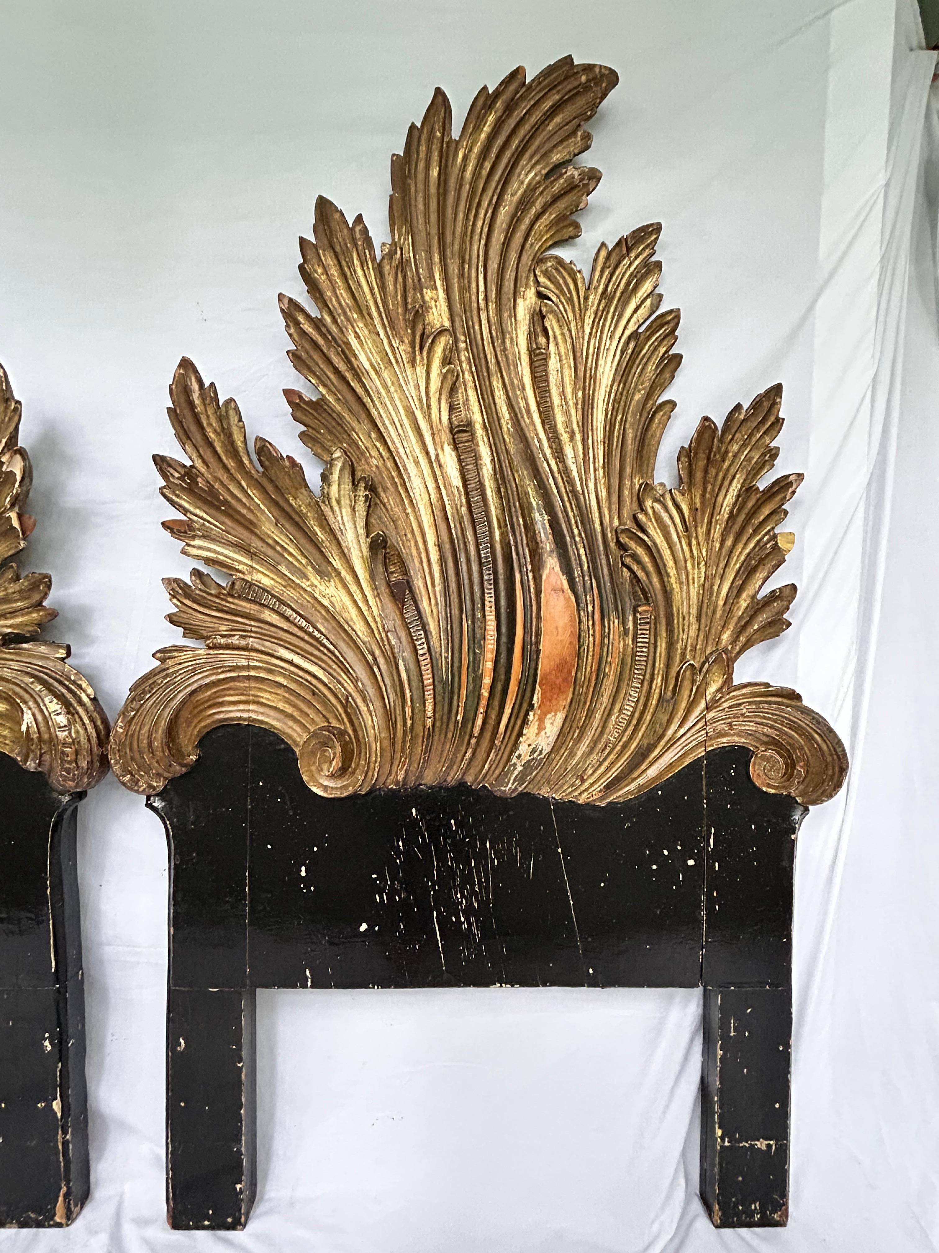 19th Century Antique Italian Gold Gilt Hand Carved Headboards Collection of Jackie Rogers NYC For Sale
