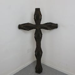 Antique Italian Gothic Crucifix in Bronze Casting, Sculpture from the Early 1900