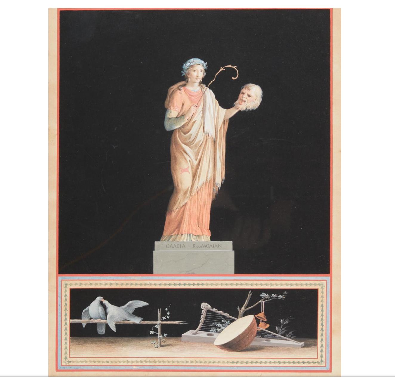 Neoclassical Antique Italian Gouache Allegorical Painting - Michelangelo Maestri