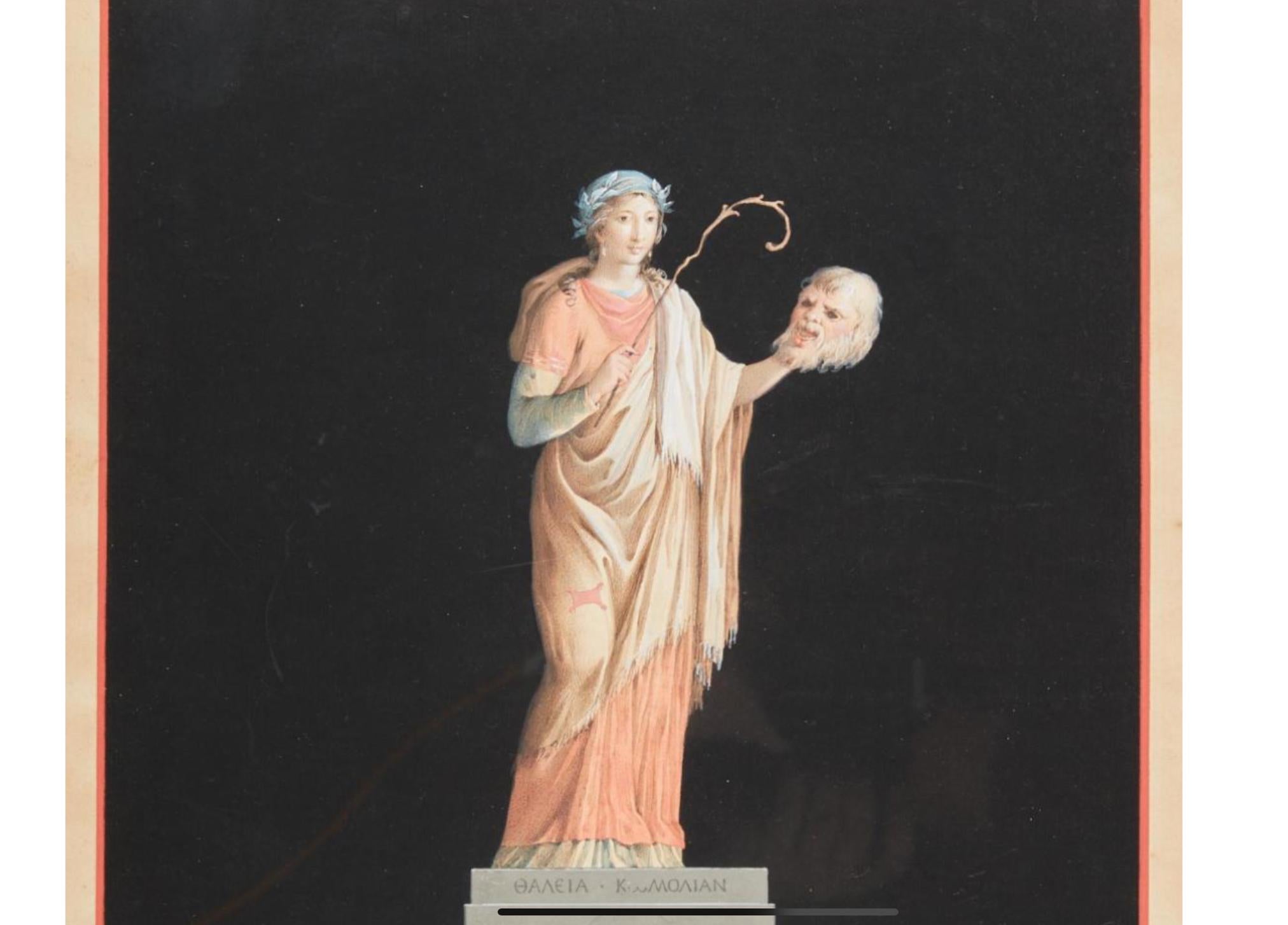Antique Italian Gouache Allegorical Painting - Michelangelo Maestri In Good Condition In LOS ANGELES, CA