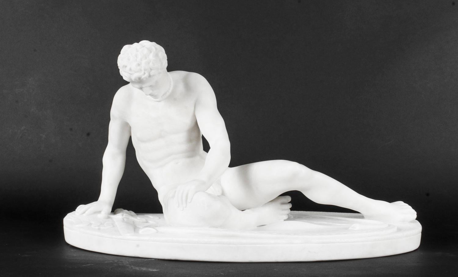 Antique Italian Grand Tour Alabaster Sculpture of the Dying Gaul, 19th Century 8
