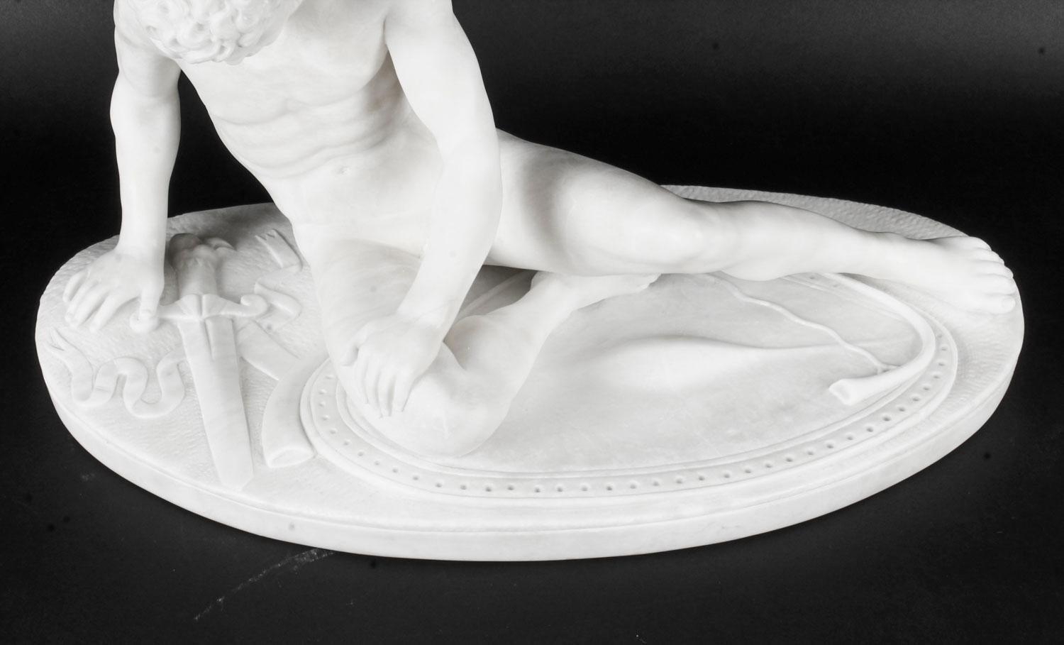 Antique Italian Grand Tour Alabaster Sculpture of the Dying Gaul, 19th Century In Good Condition In London, GB