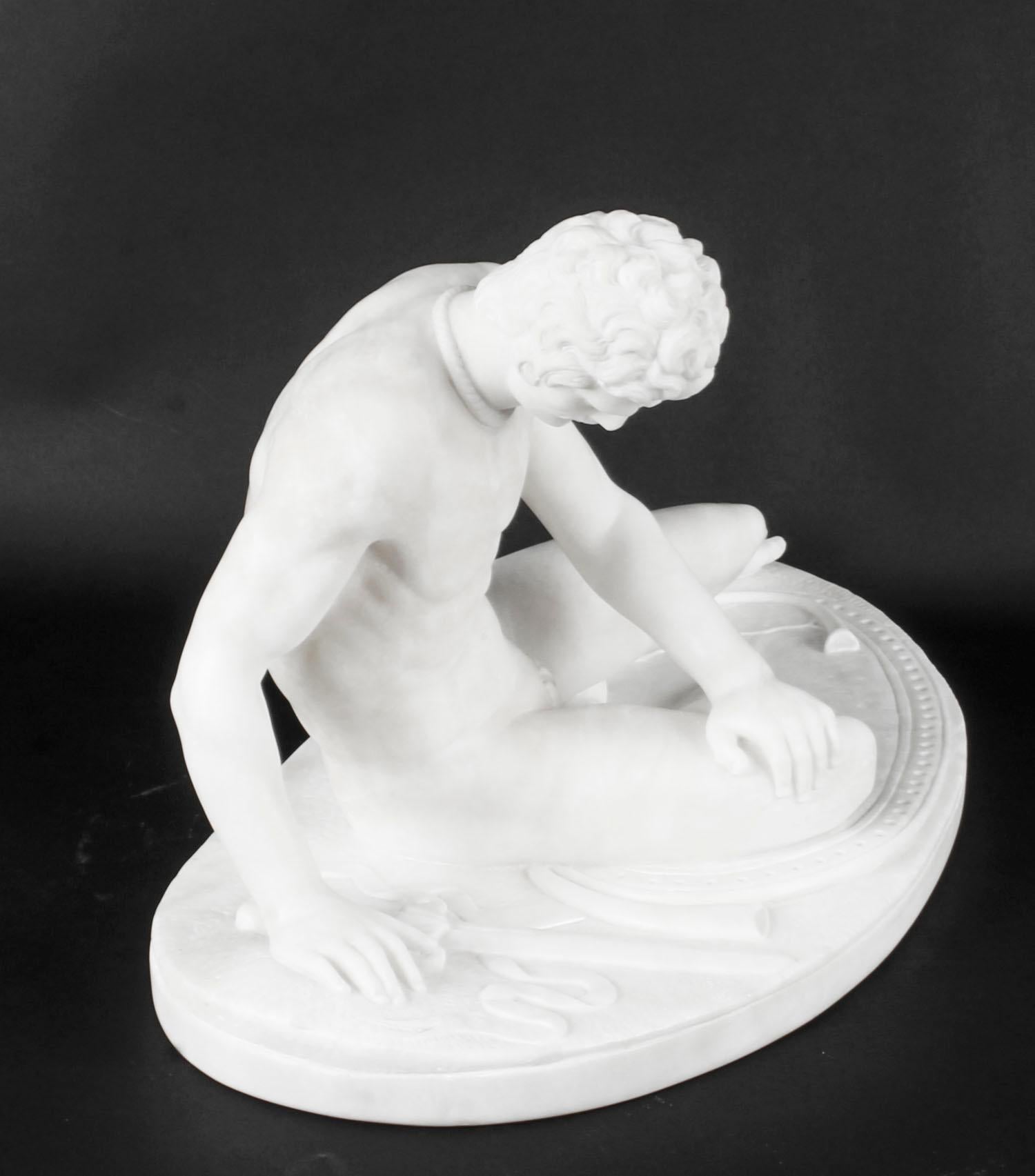 Mid-19th Century Antique Italian Grand Tour Alabaster Sculpture of the Dying Gaul, 19th Century