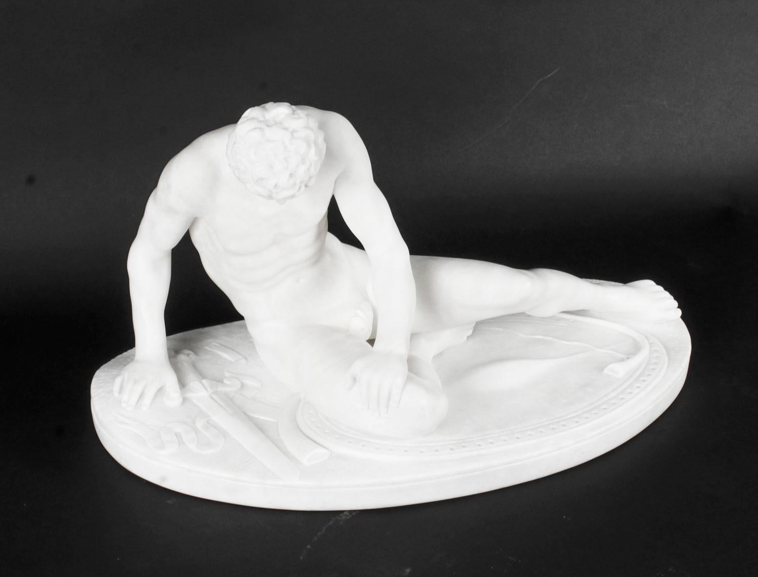 Antique Italian Grand Tour Alabaster Sculpture of the Dying Gaul, 19th Century 1
