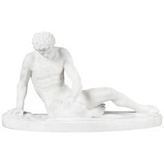 Antique Italian Grand Tour Alabaster Sculpture of the Dying Gaul, 19th Century