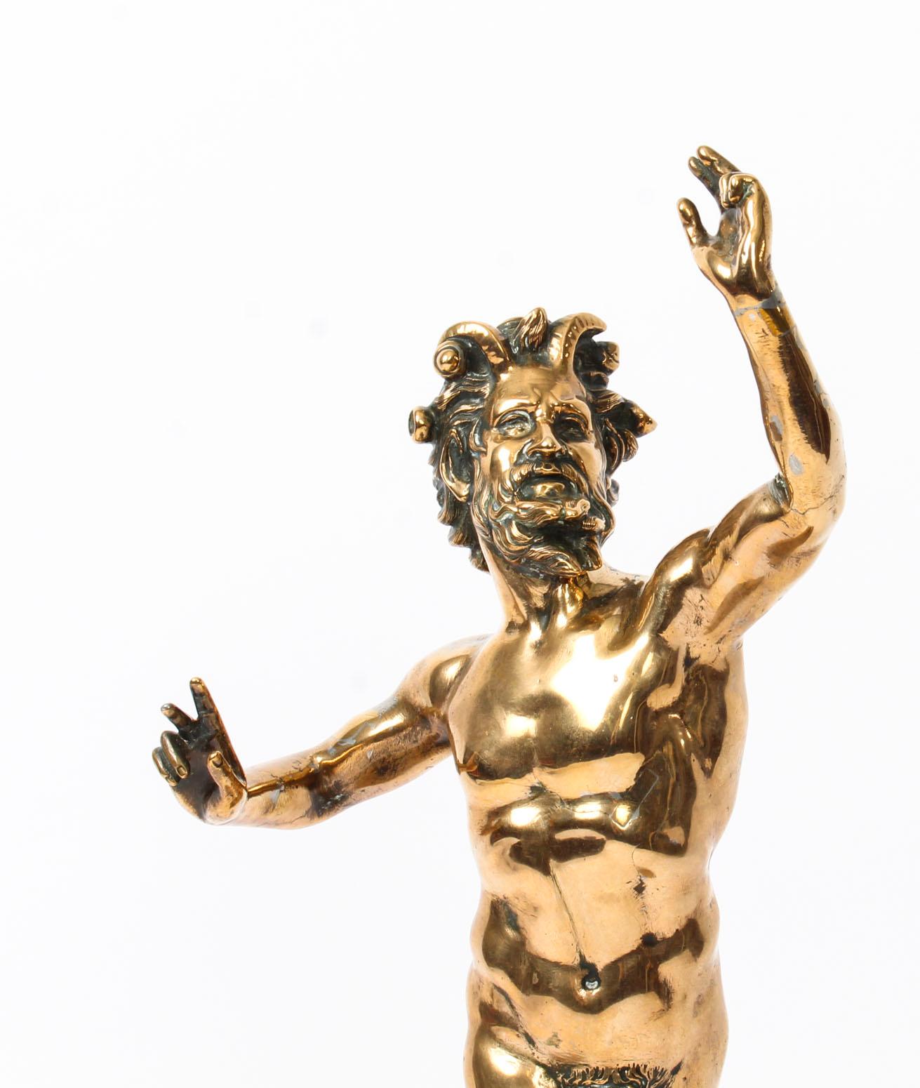 A superbly cast antique Italian Grand tour bronze figure of a dancing faun, circa 1850 in date.

This is a golden bronze Grand tour copy of the Roman faun that was dug up in Pompeii in 1830. The excellently cast faun is represented in a dancing