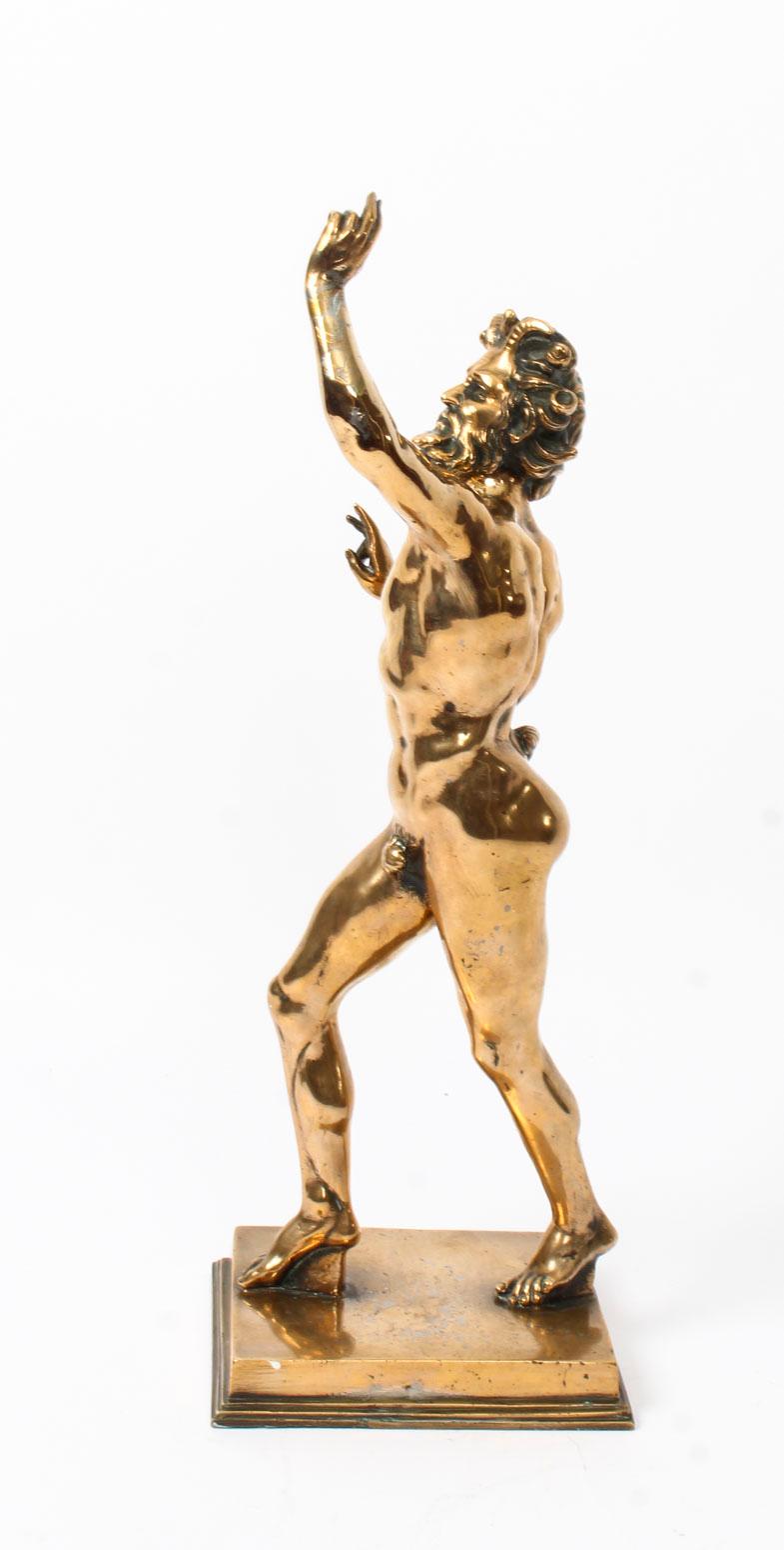 Antique Italian Grand Tour Bronze Figure of Dancing Faun of Pompeii 19th Century 1
