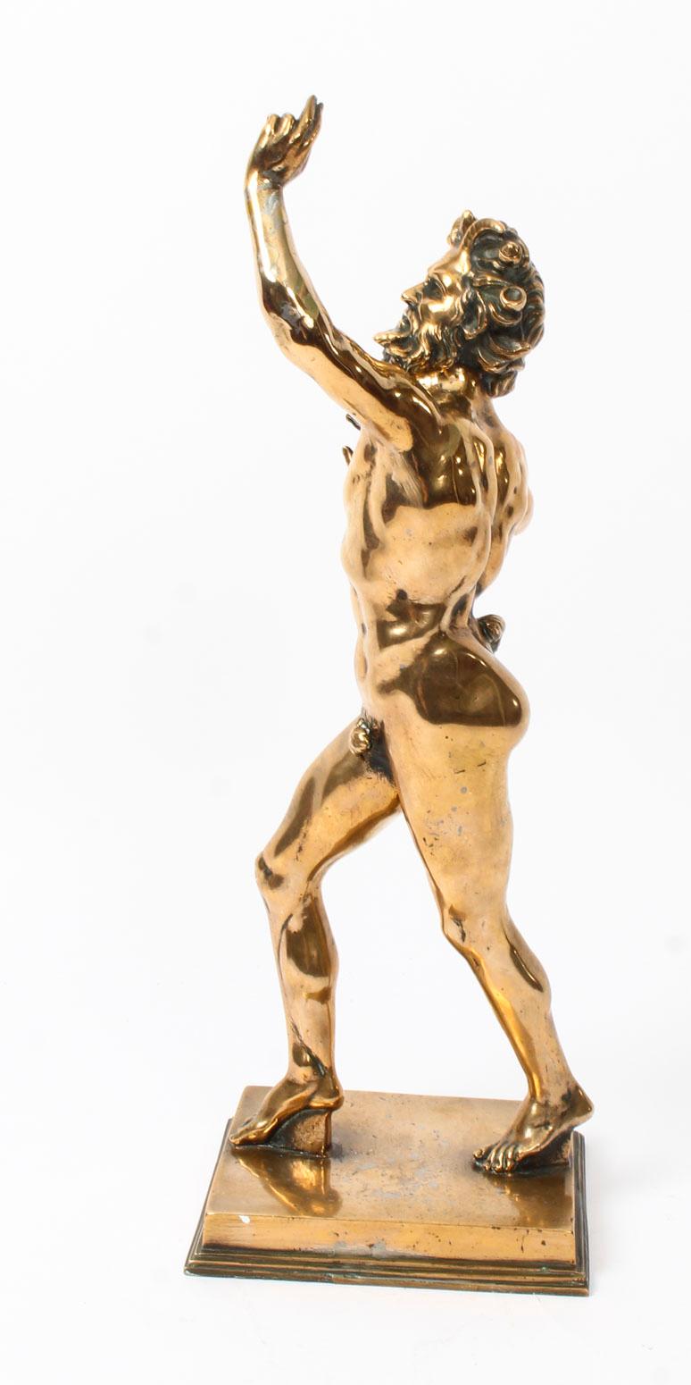 Antique Italian Grand Tour Bronze Figure of Dancing Faun of Pompeii 19th Century 3