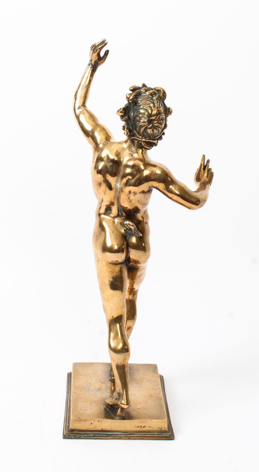 Antique Italian Grand Tour Bronze Figure of Dancing Faun of Pompeii 19th Century 4