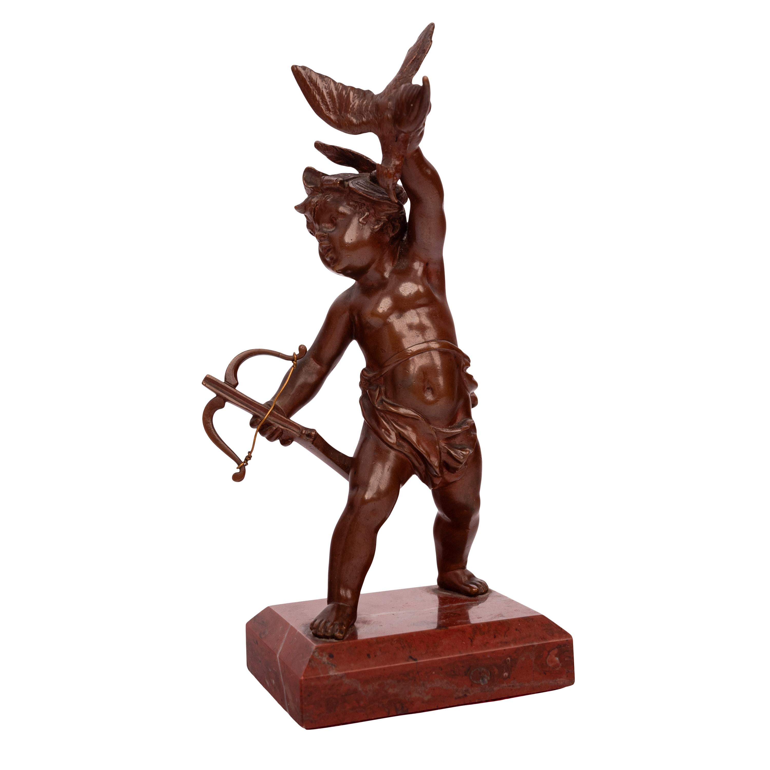 Antique Italian Grand Tour Bronze Hunting Putti Sculptures Statues Marble 1850 For Sale 4
