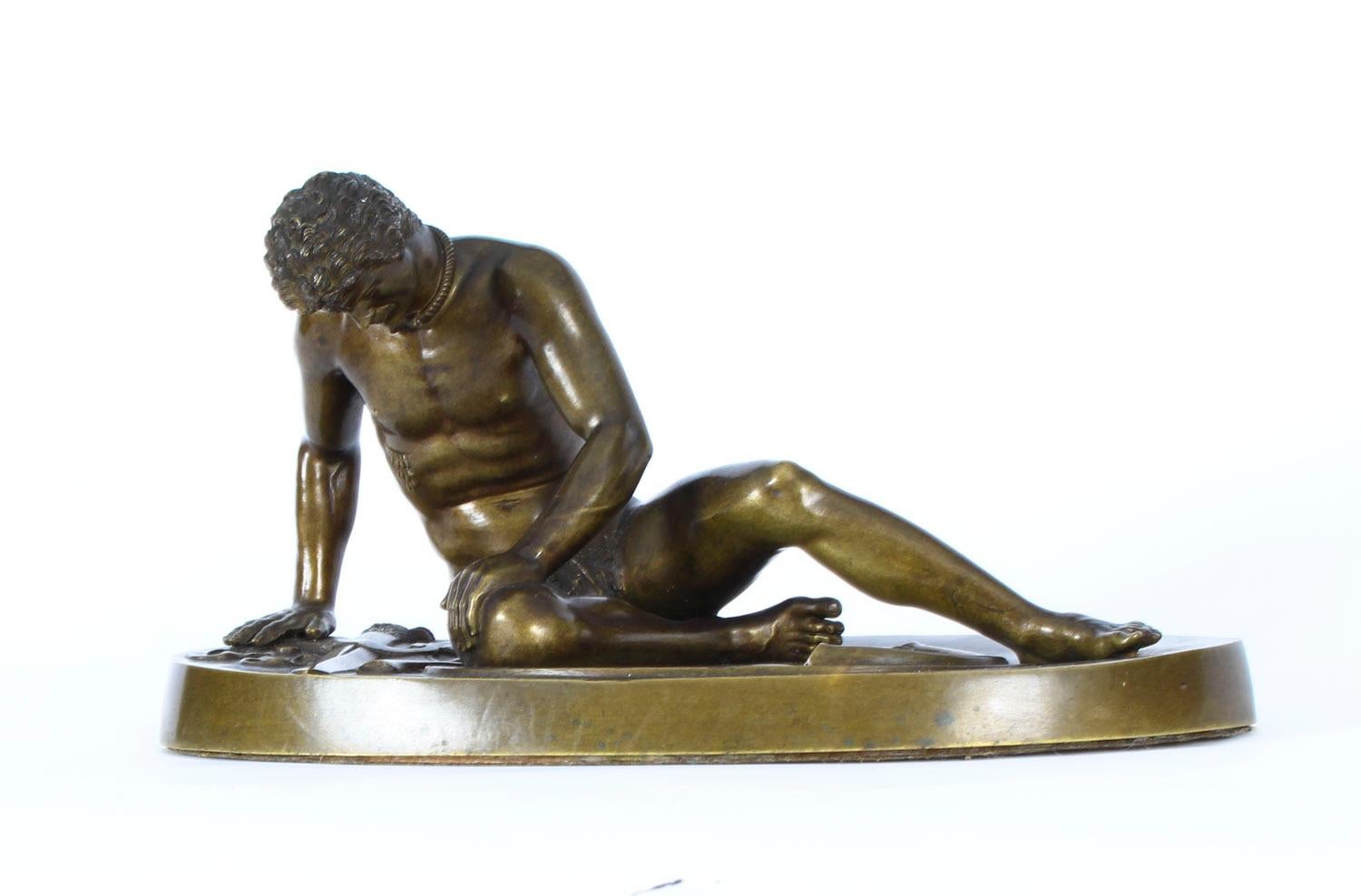 Antique Italian Grand Tour Bronze Sculpture of The Dying Gaul, 19th Century 9