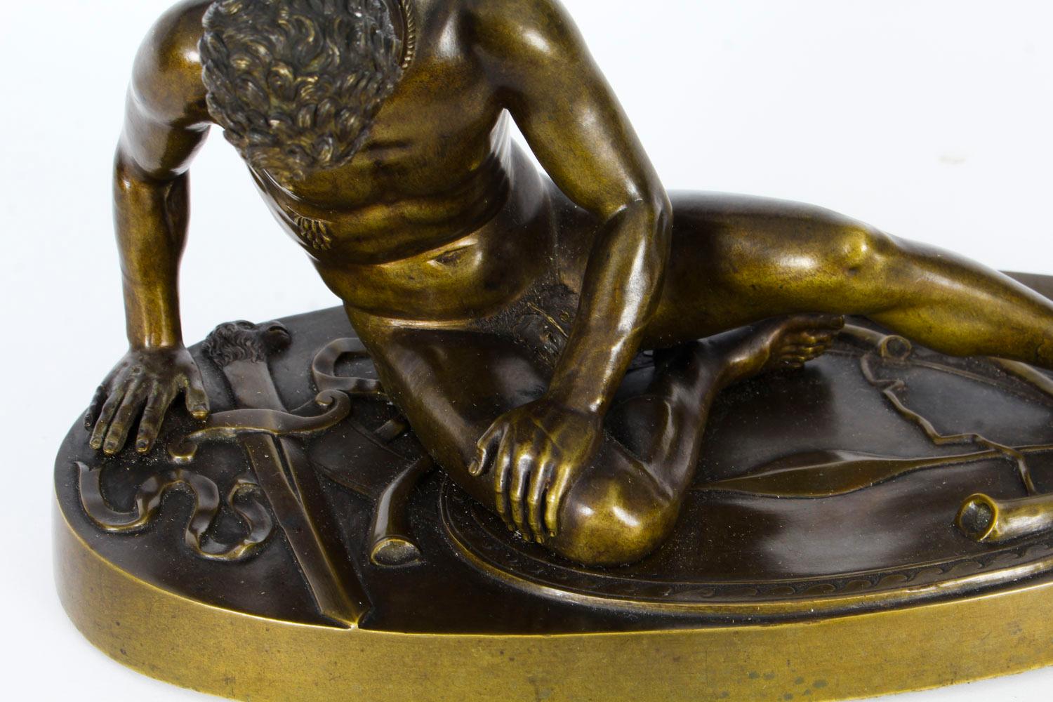 Mid-19th Century Antique Italian Grand Tour Bronze Sculpture of The Dying Gaul, 19th Century