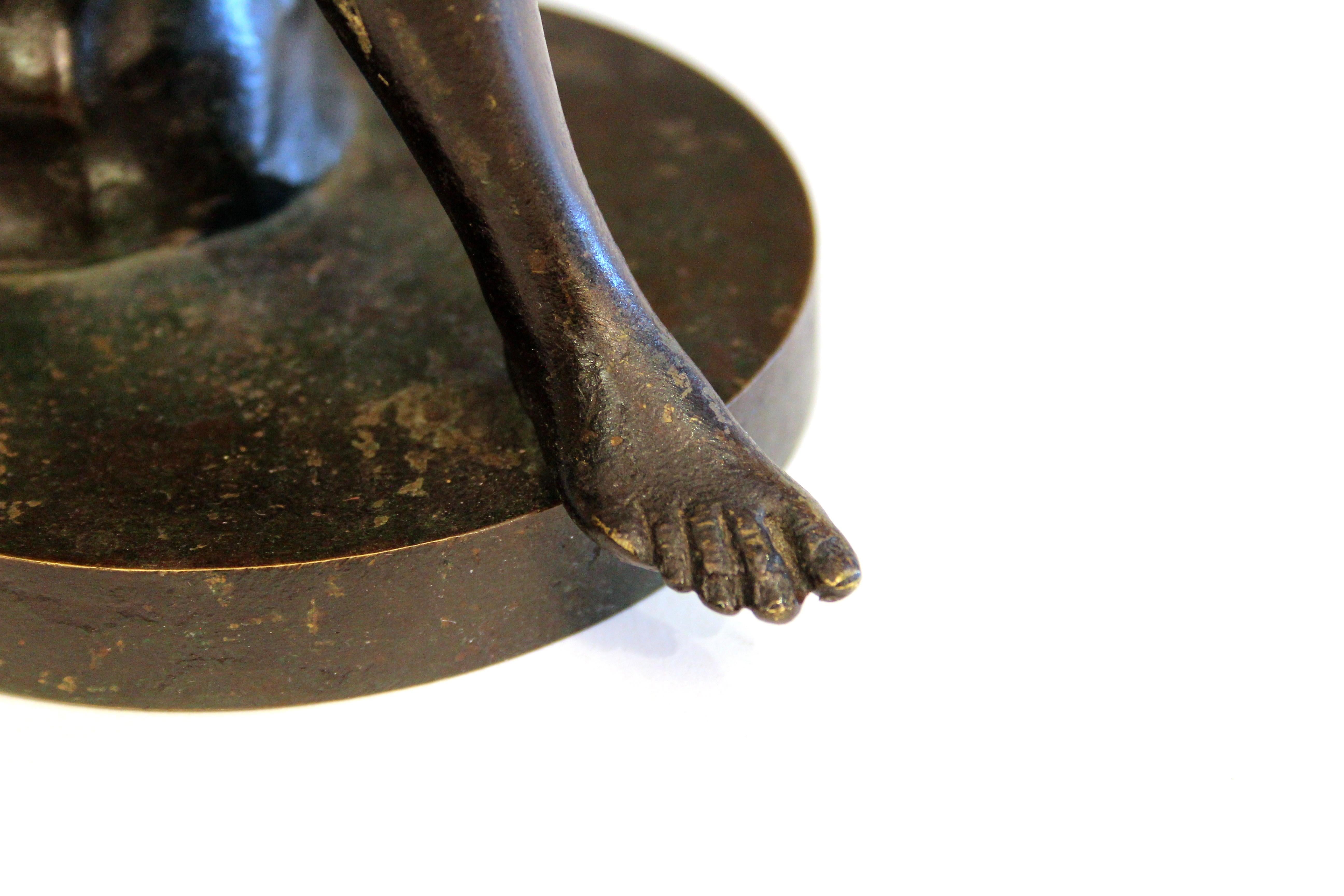 Antique Italian Grand Tour Bronze Spinario Boy with Thorn Figure Greek Statue For Sale 1