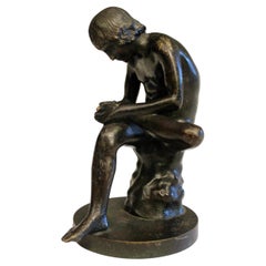 Antique Italian Grand Tour Bronze Spinario Boy with Thorn Figure Greek Statue