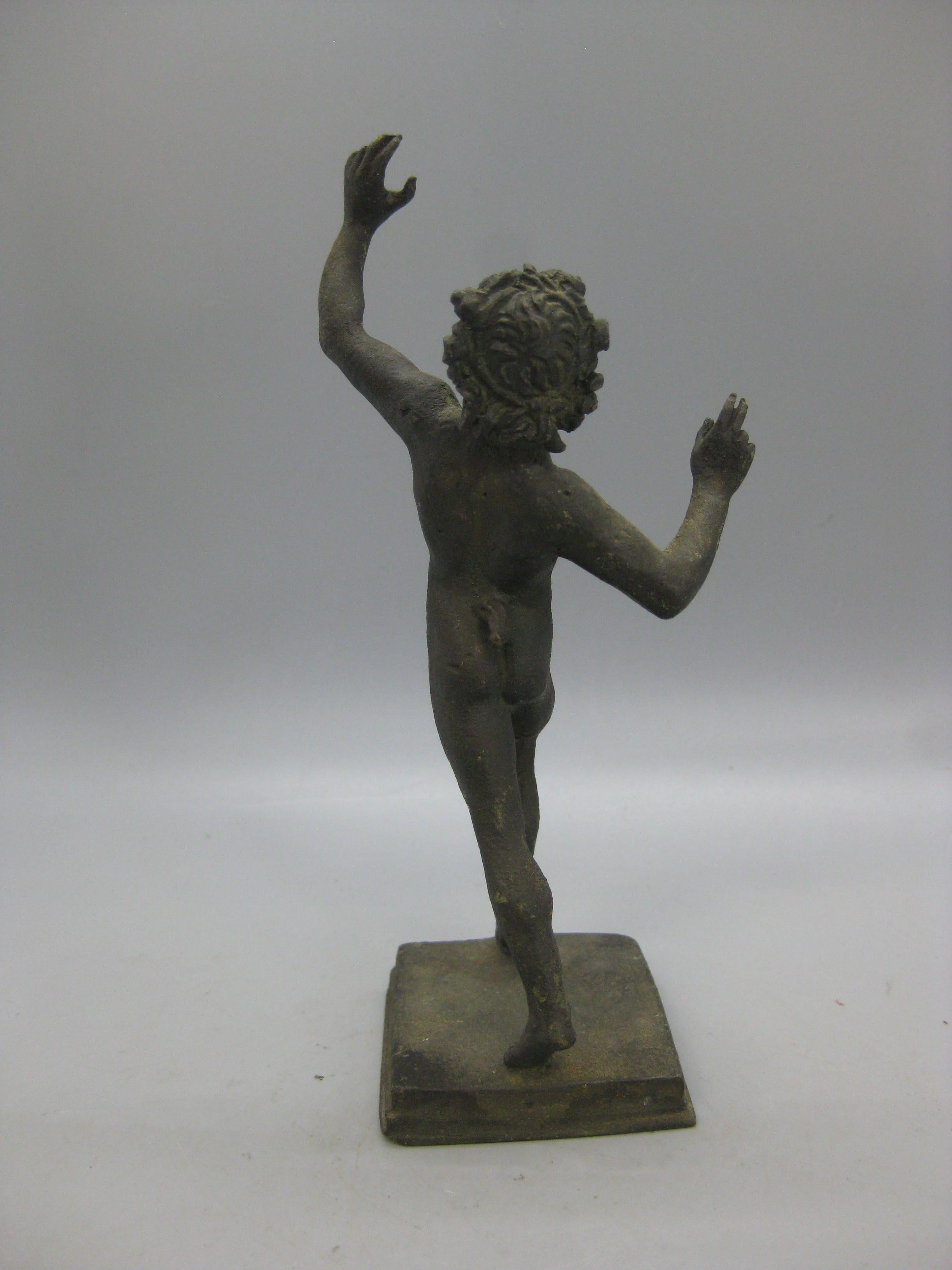 Antiguo Gran Recorrido Italiano Fauno Bailarín de Pompeya Estatua de Bronce Escultura Italia en venta 7