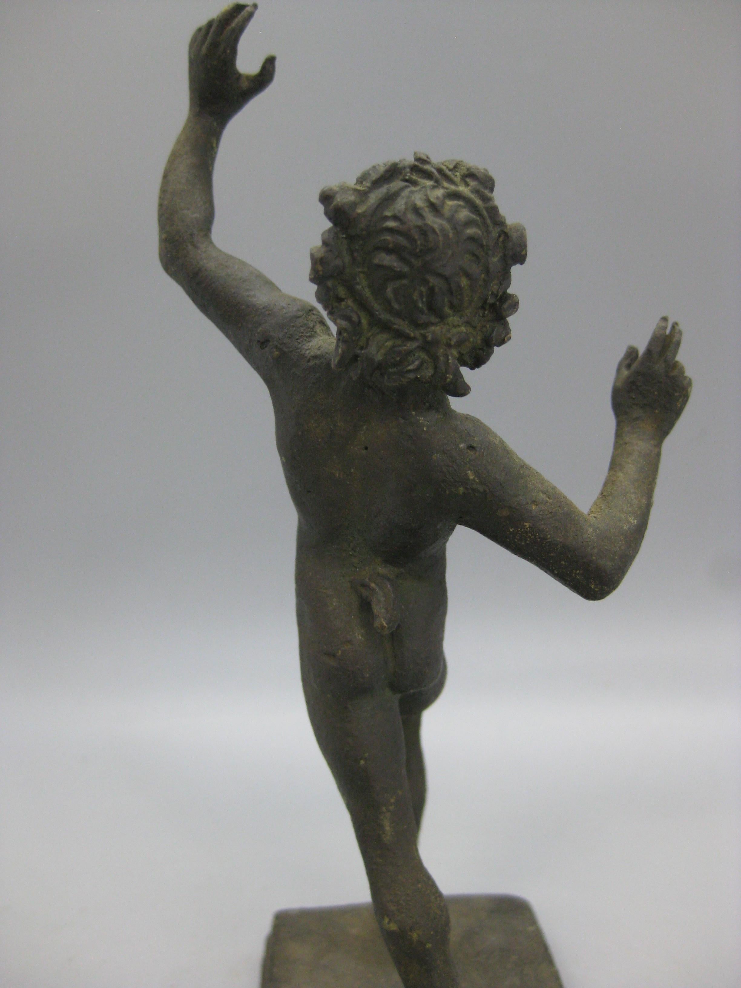 Antiguo Gran Recorrido Italiano Fauno Bailarín de Pompeya Estatua de Bronce Escultura Italia en venta 8