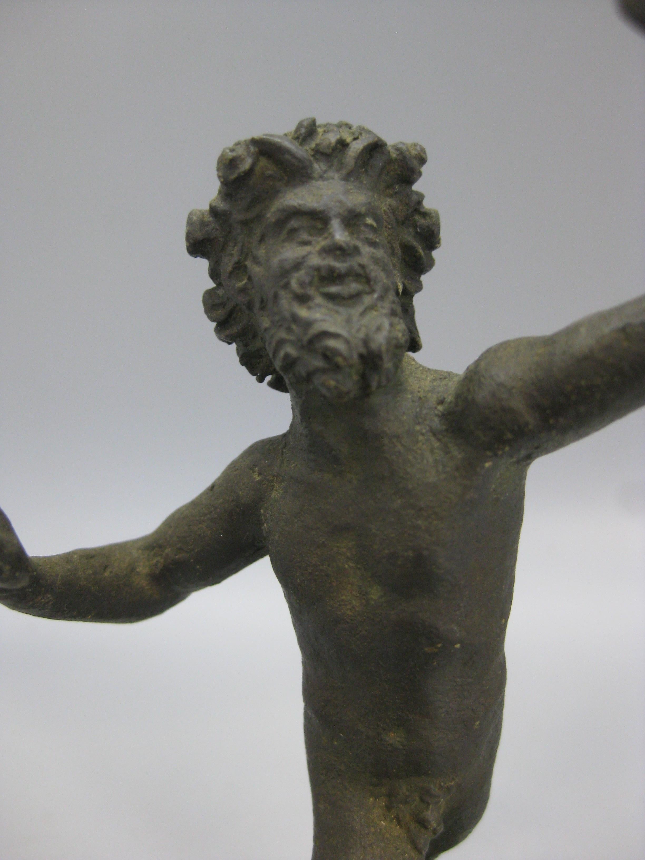 Antiguo Gran Recorrido Italiano Fauno Bailarín de Pompeya Estatua de Bronce Escultura Italia en venta 2