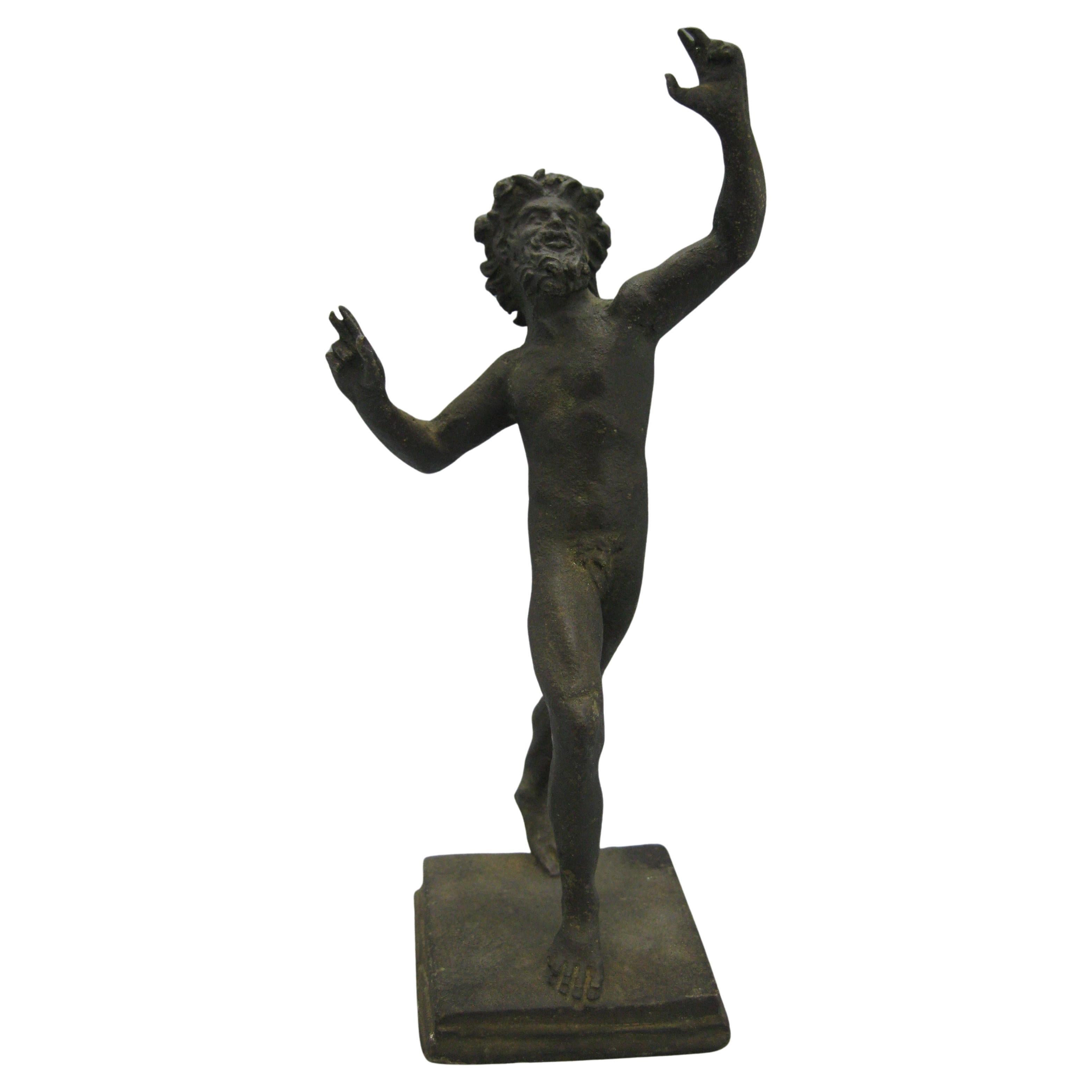Antiguo Gran Recorrido Italiano Fauno Bailarín de Pompeya Estatua de Bronce Escultura Italia