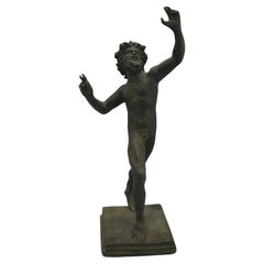 Antico Fauno danzante di Pompei Statua di bronzo del Grand Tour Italiano Scultura Italia
